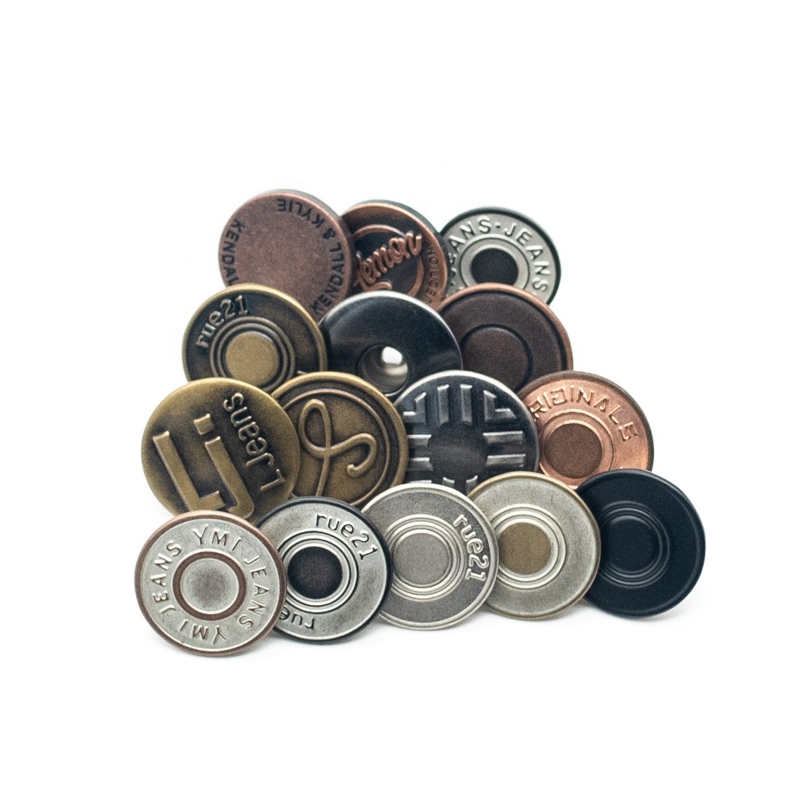 Garment Polished Custom logo Denim Jacket Brass Buttons Stainless Steel Jeans Buttons