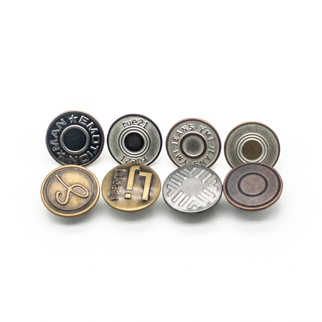 Garment Polished Custom logo Denim Jacket Brass Buttons Stainless Steel Jeans Buttons