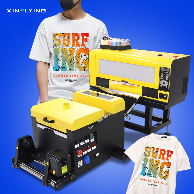 High quality dtf printer machine 12 inch pet film t-shirt printer dual xp600 dtf printer 30cm with shaking powder machine