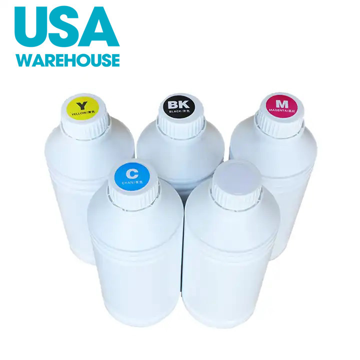 USA Warehouse Low-Priced DTF Ink 1000ml CMYKW Pigment Ink for Textile Heat Transfer Printing White Color Textile Printing Inks