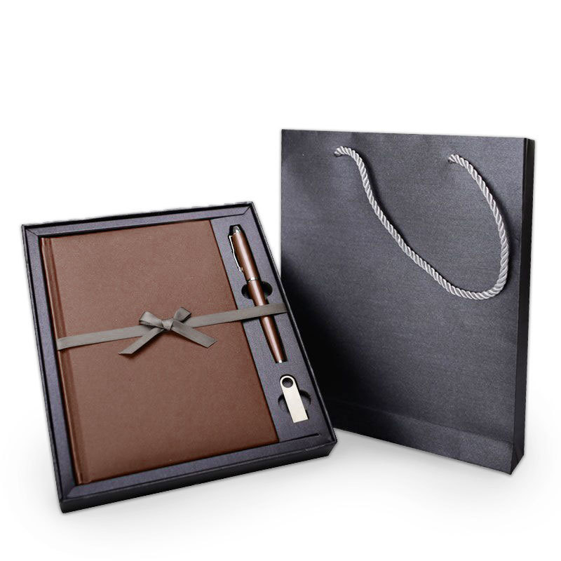 A5 notebooks customizable high quality pu leather notebook diary with pen and box and usb gift set