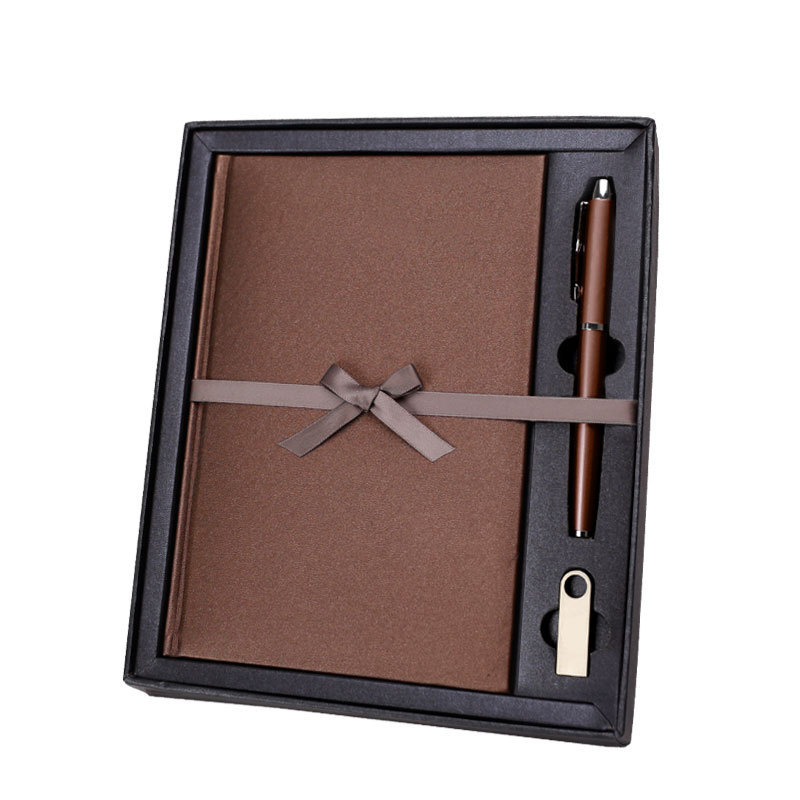 A5 notebooks customizable high quality pu leather notebook diary with pen and box and usb gift set