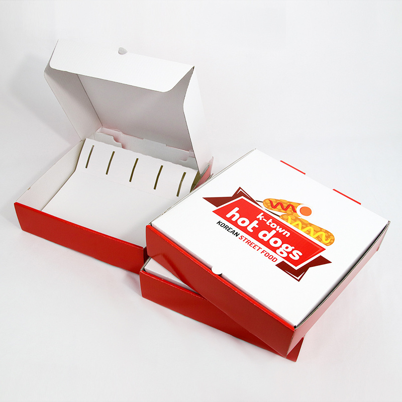 Pizza Packing Box for Scooter Latest Design Hot Dog Takeway Delivery 16 Inch Paper Food Packaging Box Coated Paper Customized