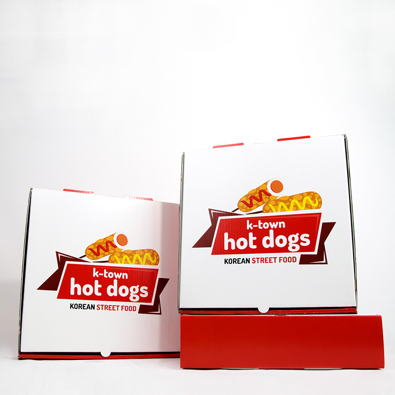 Pizza Packing Box for Scooter Latest Design Hot Dog Takeway Delivery 16 Inch Paper Food Packaging Box Coated Paper Customized