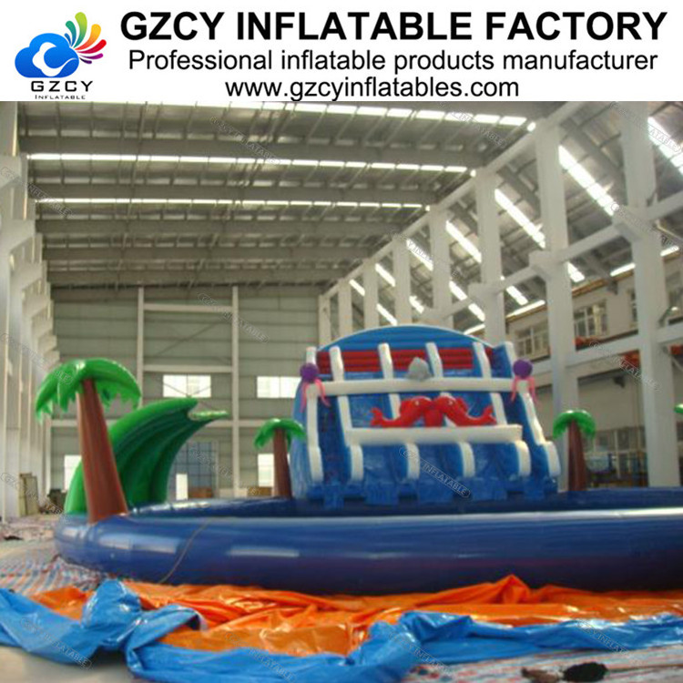 PVC child portable outdoor swimming pool custom design inflatable theme water park with slide