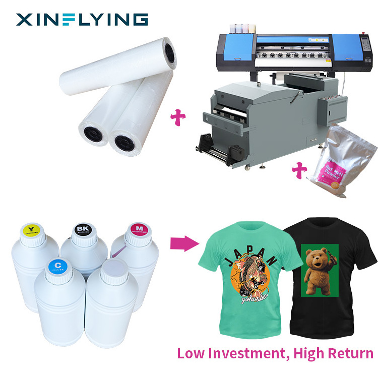 USA Warehouse non-clogging fluorescent ink dtf machine t-shirt printing dtf ink cmyk+w fm fy idea for eps xp600/i3200/i1600 head