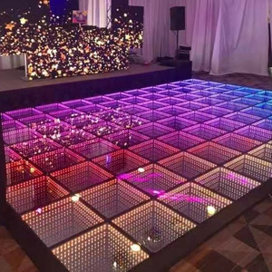 12W Light Up Dance Stage Waterproof  Tempered Glass Surface DJ Event Led Dance Infinity Mirror Floor Tiles