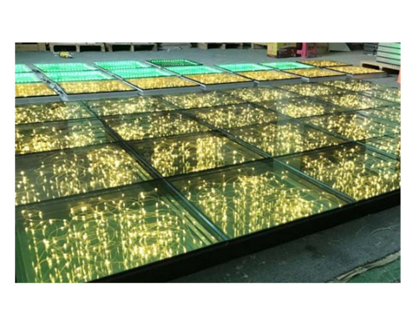 New arrival 2021 tempered glass mirror 3d spark wedding led dance floor panel