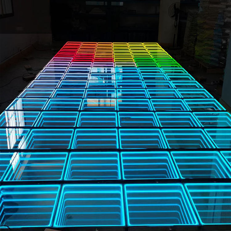 Customized Neon portable Checkered Floor Light led infinity mirror panel led dance floor