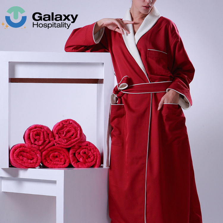 Wholesale Custom Hilton Hotel White Coral Fleece Bathrobe