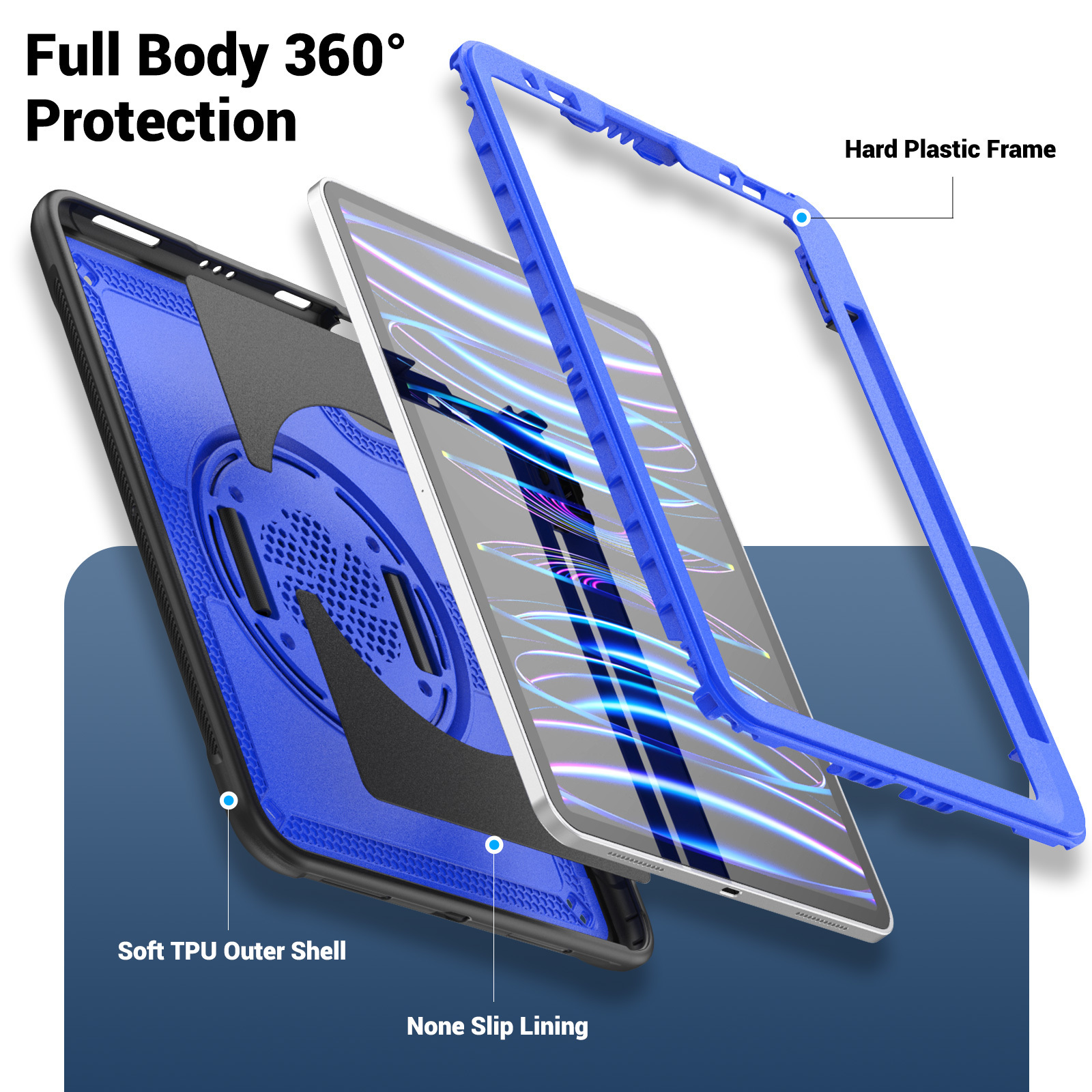 Tablet Case For IPAD Pro 11 Air4 Air5 Air 6 11-inch Protective Case Tablet Back Cover Case with 360 Degree Stand