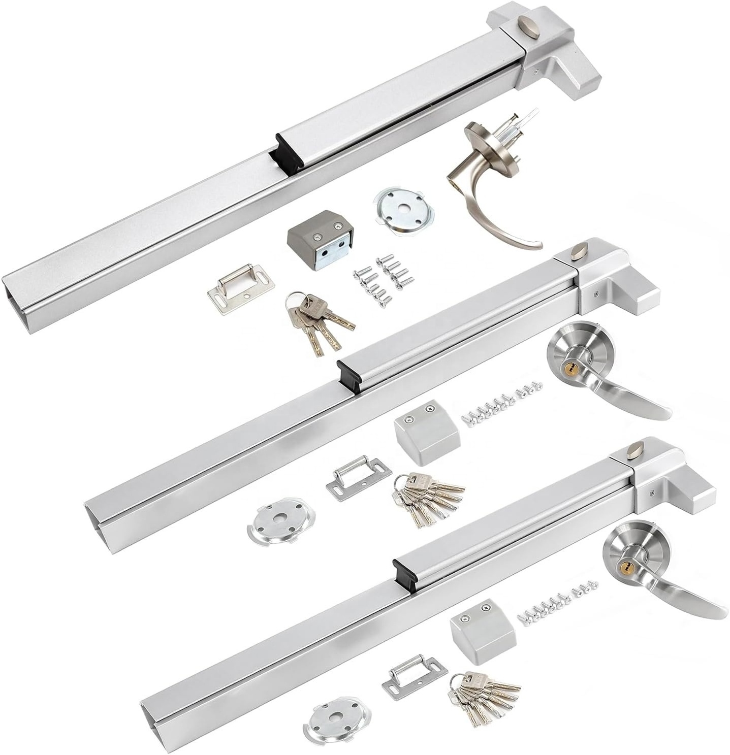 Fire Exit Door 650mm 800mm 1000mm Panic Bar Lock Set with Outside Lever Handle Push Bar Panic Exit Device