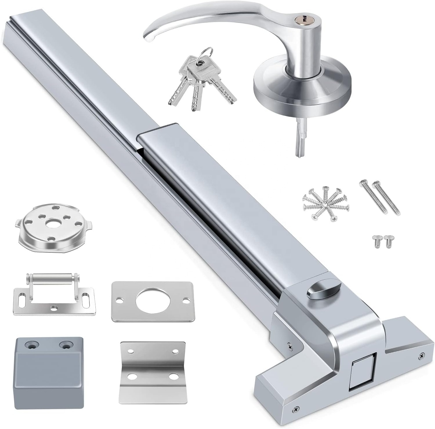 Fire Exit Door 650mm 800mm 1000mm Panic Bar Lock Set with Outside Lever Handle Push Bar Panic Exit Device