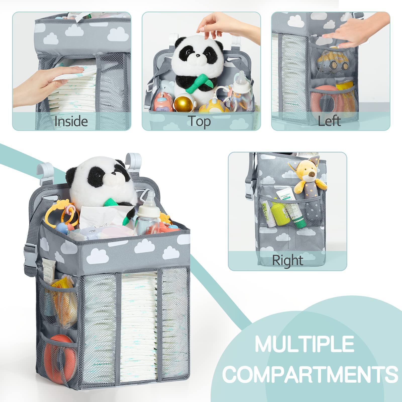 Wholesale Bedside Diaper Storage Bag Organiser Nursery Bed Baby Diaper Caddy Hanging Organizer