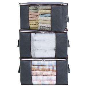 Popular Large Heavy Duty Non Woven Fabric Foldable Quilt Clothes Closet Storage Bag Organizer With Reinforced Handle