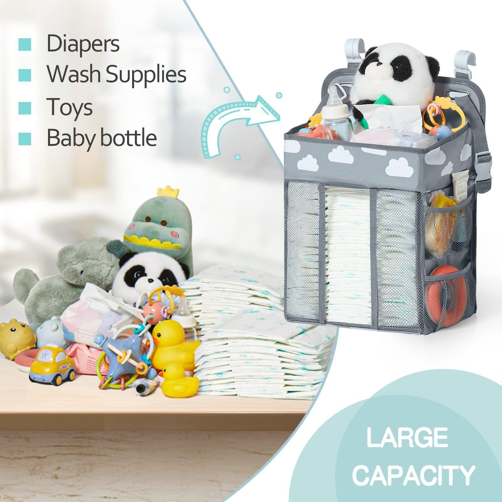 Wholesale Bedside Diaper Storage Bag Organiser Nursery Bed Baby Diaper Caddy Hanging Organizer