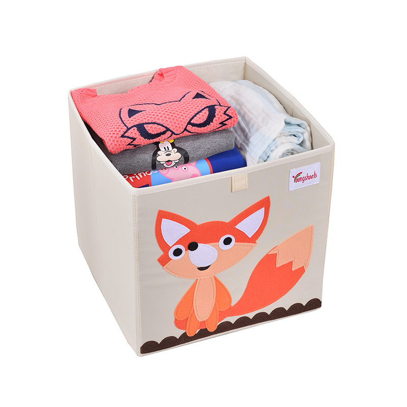 2021 Top Sale Closet Cute Cartoon Felt Animal Fabric Collapsible Toy Storage Organizer For Kids