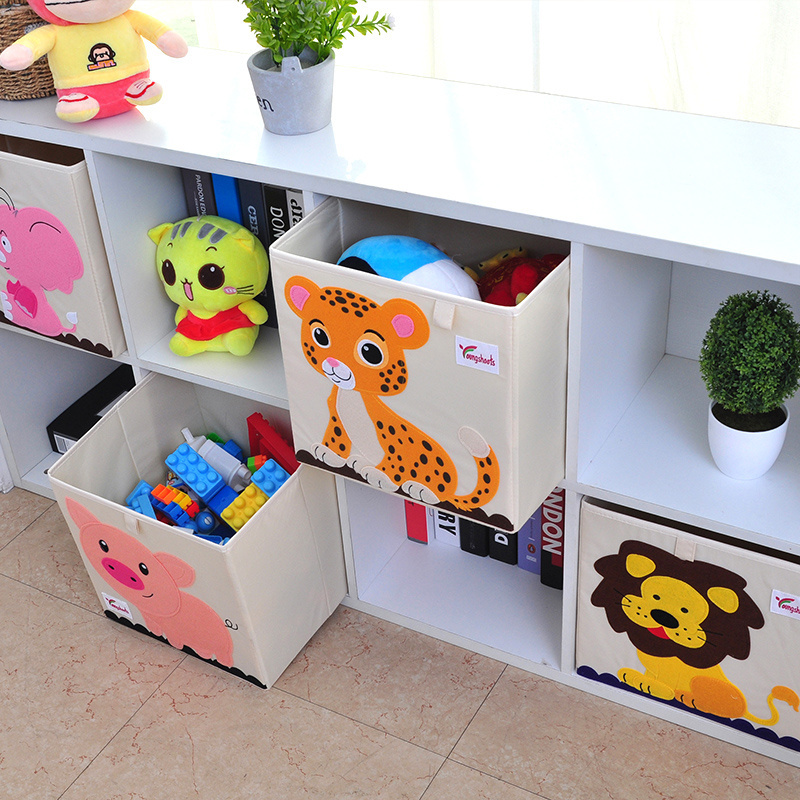 2021 Top Sale Closet Cute Cartoon Felt Animal Fabric Collapsible Toy Storage Organizer For Kids