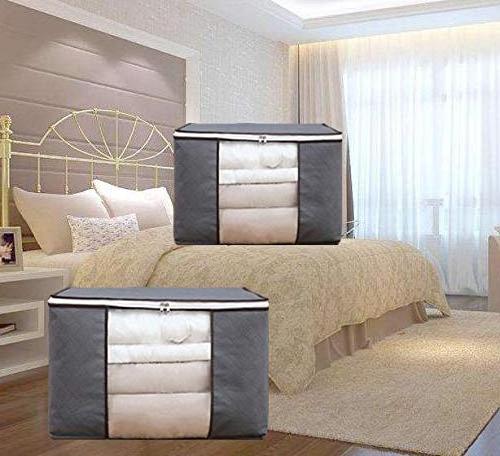 Popular Large Heavy Duty Non Woven Fabric Foldable Quilt Clothes Closet Storage Bag Organizer With Reinforced Handle