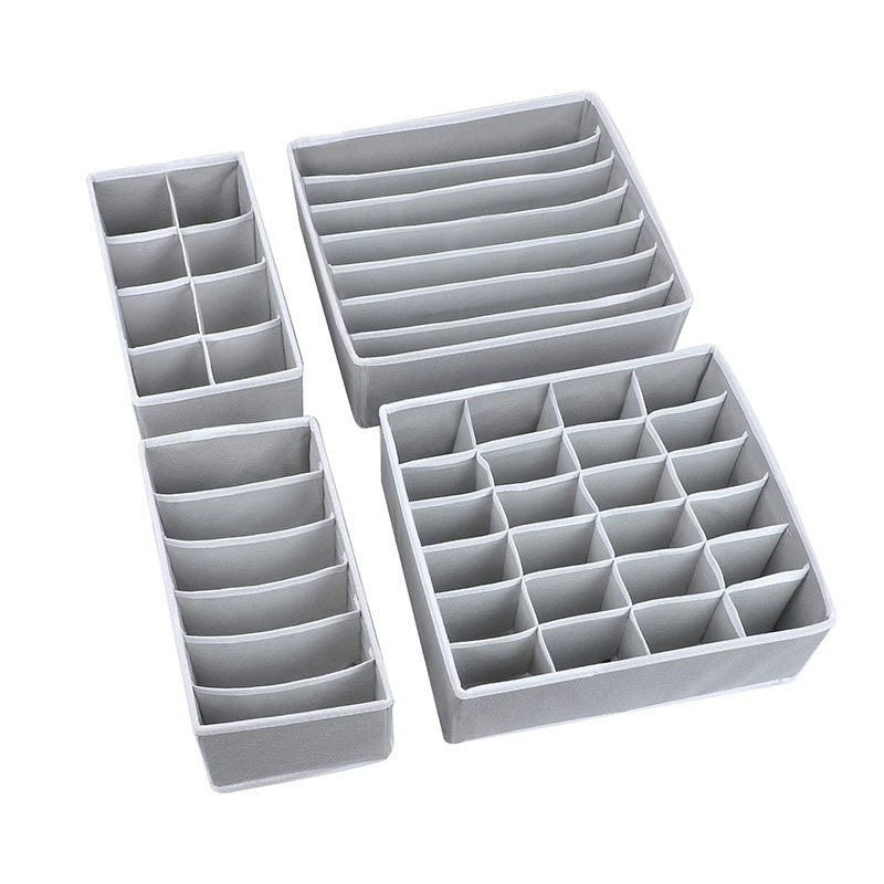 4pcs Collapsible Non Woven Fabric Foldable Drawer Socks Underwear Bra Box Storage For Drawer Divider