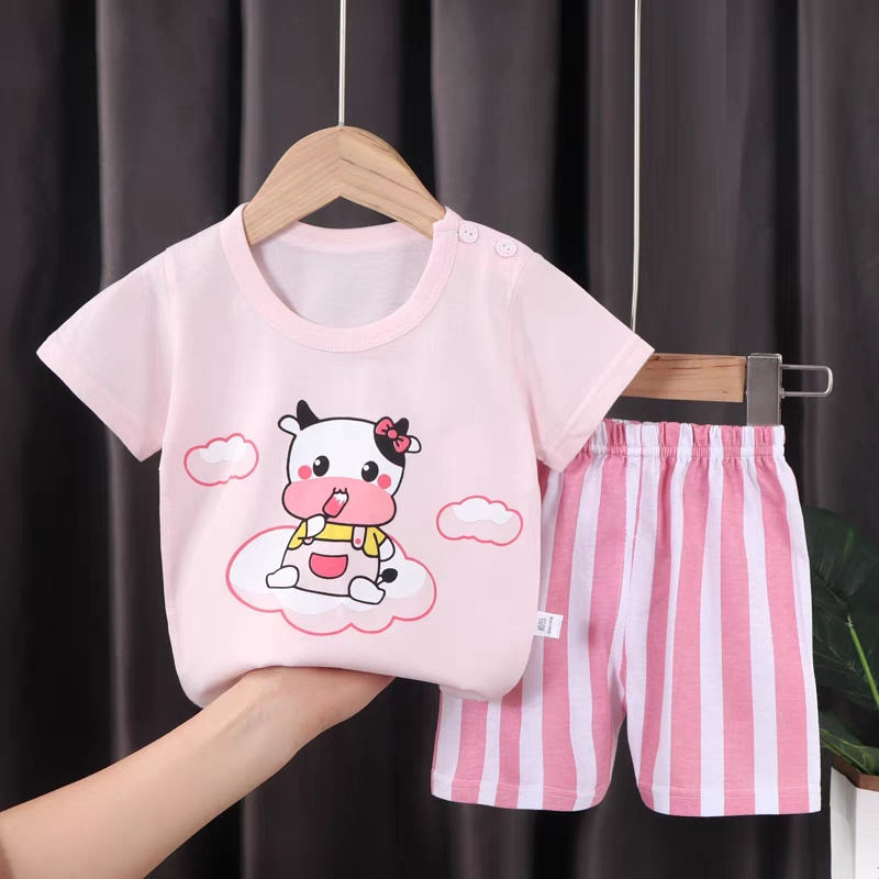 New Cartoon Cute Suit For Boys And Girls High Quality Factory Children's Clothing Baby Two-piece Cheap Wholesale