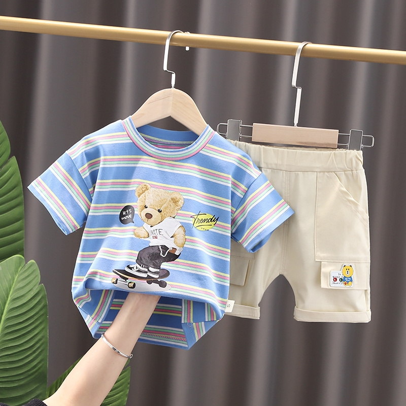 New Cartoon Cute Suit For Boys And Girls High Quality Factory Children's Clothing Baby Two-piece Cheap Wholesale