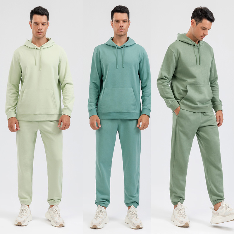 Fall Winter Plain Sweat Suits Cotton 2 Piece Pullover Hoodies Sweatpants Track Suit Private Label Tracksuit Casual Sweatsuit