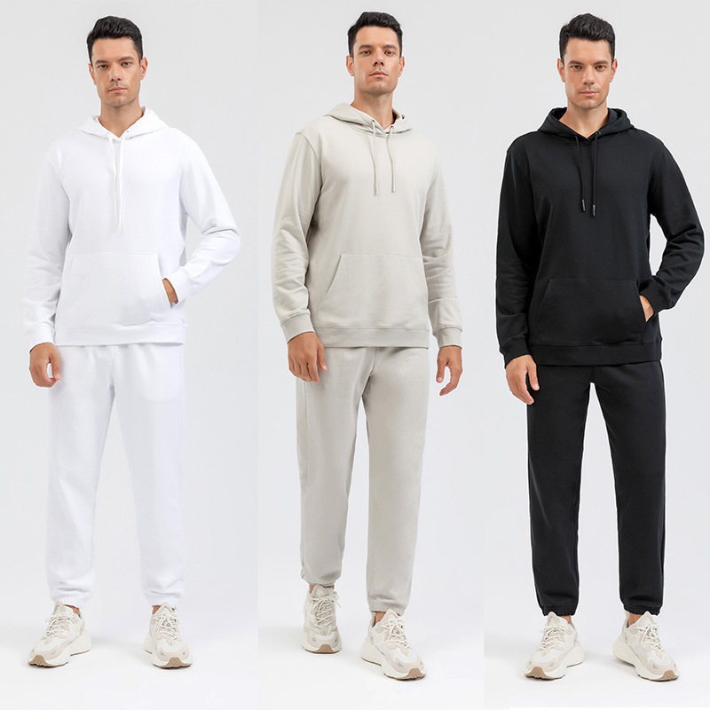 Fall Winter Plain Sweat Suits Cotton 2 Piece Pullover Hoodies Sweatpants Track Suit Private Label Tracksuit Casual Sweatsuit