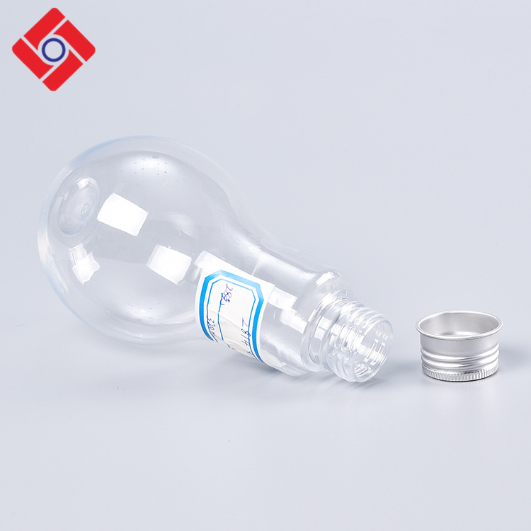 Wholesale Customized Clear PET Bulb Shaped Plastic Beverage Juice Bottles With Screw Lids