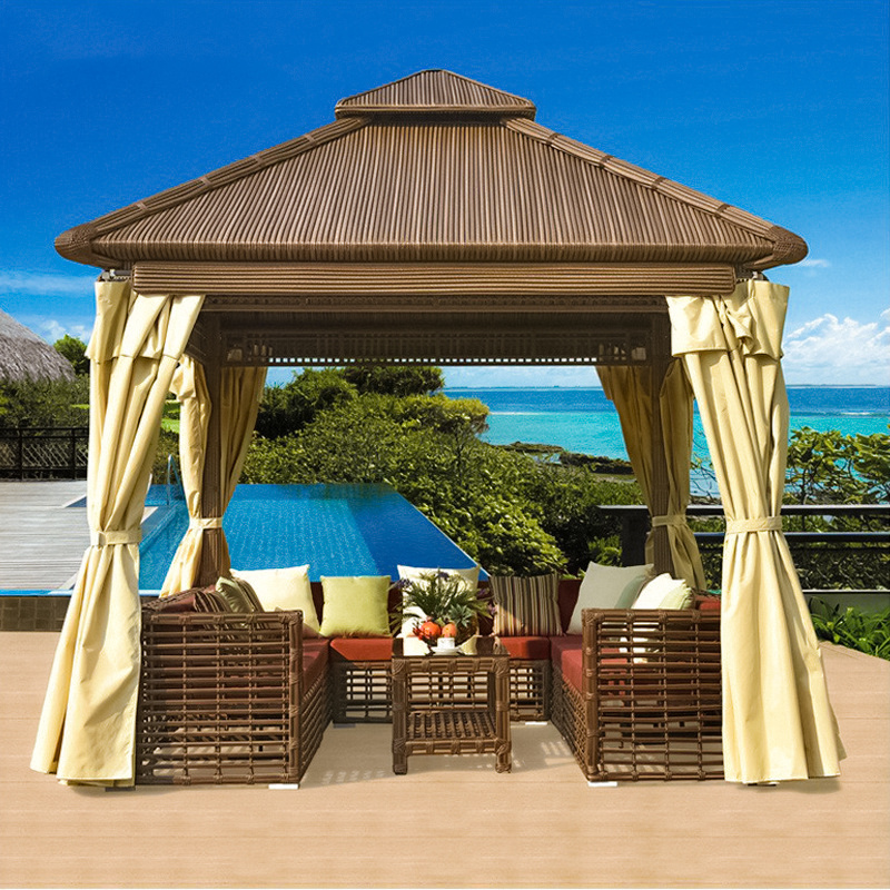 Outdoor Furniture Garden Gazebos Aluminium And Rattan 3x3 Gazebo