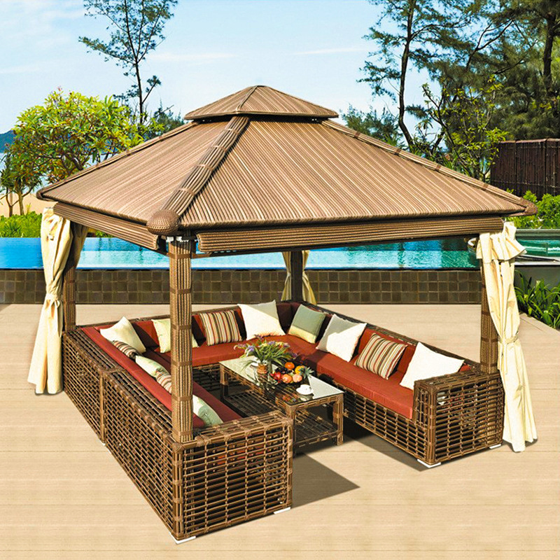 Outdoor Furniture Garden Gazebos Aluminium And Rattan 3x3 Gazebo