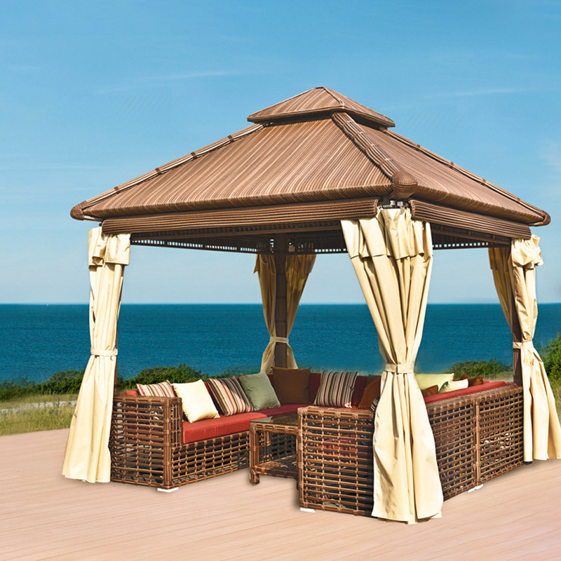 Outdoor Furniture Garden Gazebos Aluminium And Rattan 3x3 Gazebo