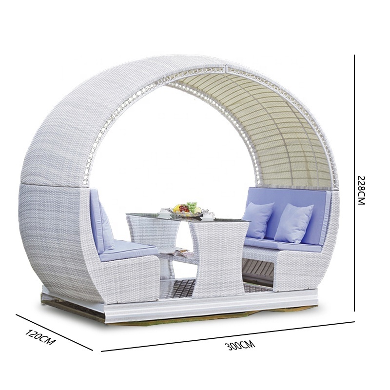 Outdoor  Furniture With Curved Canopy Table Leisure Chair Patio Swings Garden Rattan Swing Chair