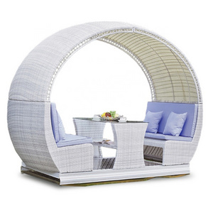 Outdoor  Furniture With Curved Canopy Table Leisure Chair Patio Swings Garden Rattan Swing Chair