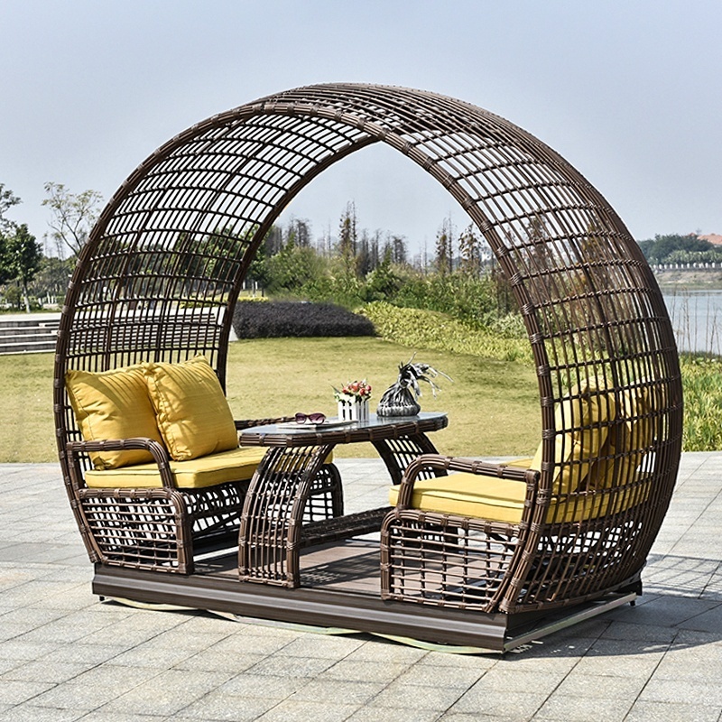 Garden Paito Furniture 4 Seat Swing Rocking Chair  Outdoor Rattan Swing Chair