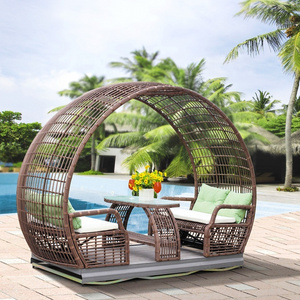 Garden Paito Furniture 4 Seat Swing Rocking Chair  Outdoor Rattan Swing Chair