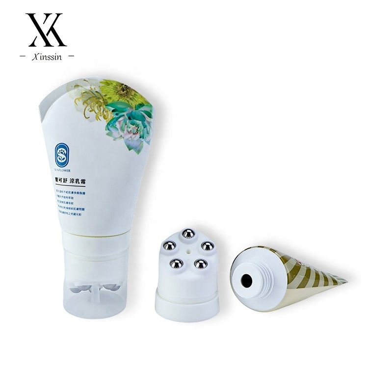 Wholesale Custom Plastic Soft Squeeze Cosmetic Tube Packaging Body Massage Lotion  Five Ball Roller Tube