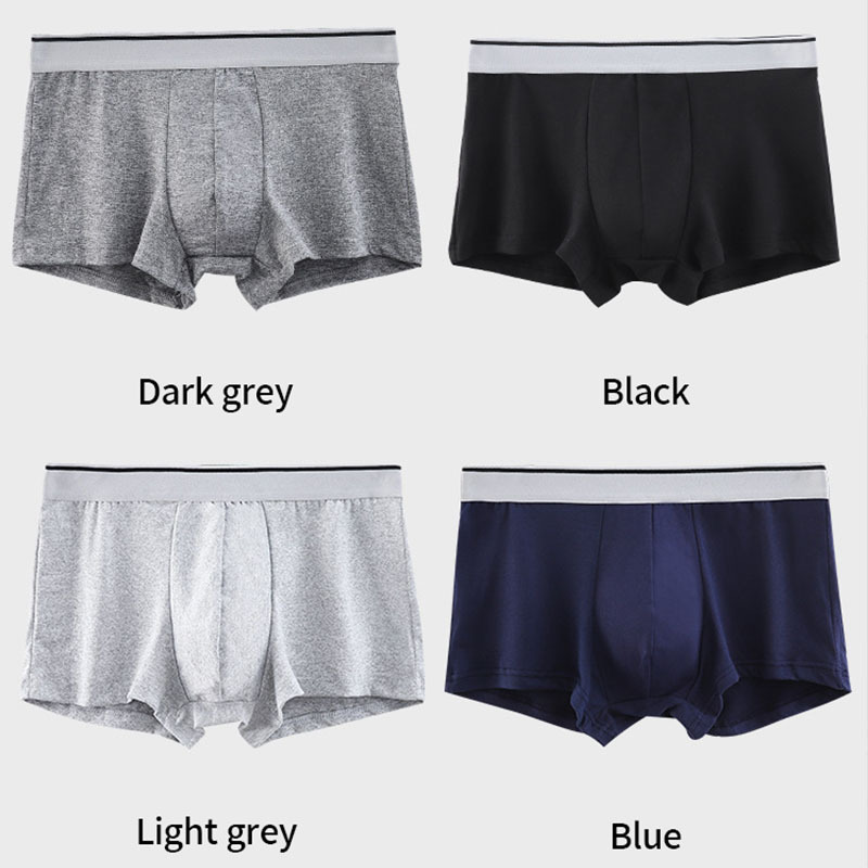 Custom Gray Belt Men Tight Shorts Big Crotch Full Size Pure Cotton Male Underwear