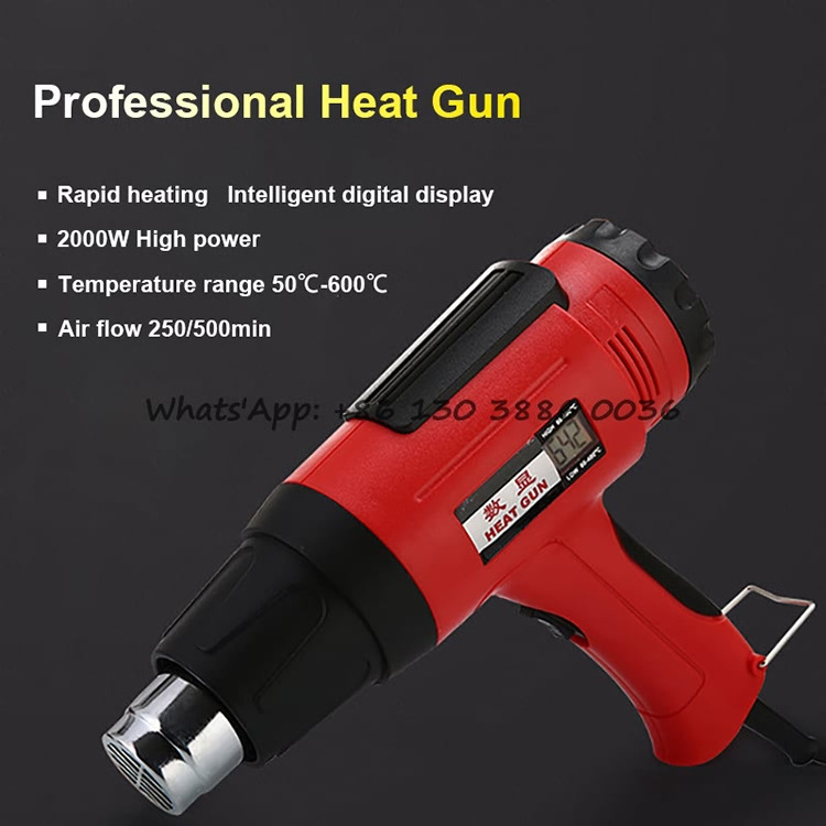 Heat Gun Professional 2000W Industrial Hair Dryer Brushless Hot Power Adjustable Air Welding Electric Hot Air Gun for Soldering