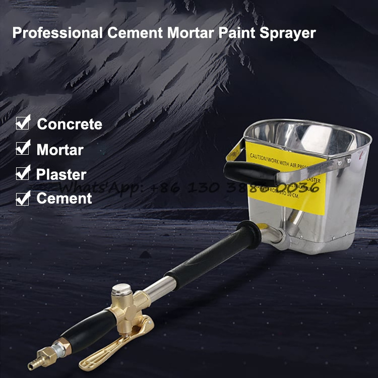 Good Quality Wall Roof Putty Cement Mortar Grouting Spraying Machine Plastering Sprayer Hopper 4 Jet Air Stucco Paint Spray Gun