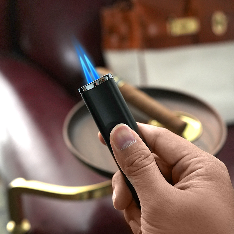 20 Pieces Customized Blue Flame Butane Gas Cigar Accessories Luxury Cigarette Pipe Cigar Torch Lighter With Cigar Drill