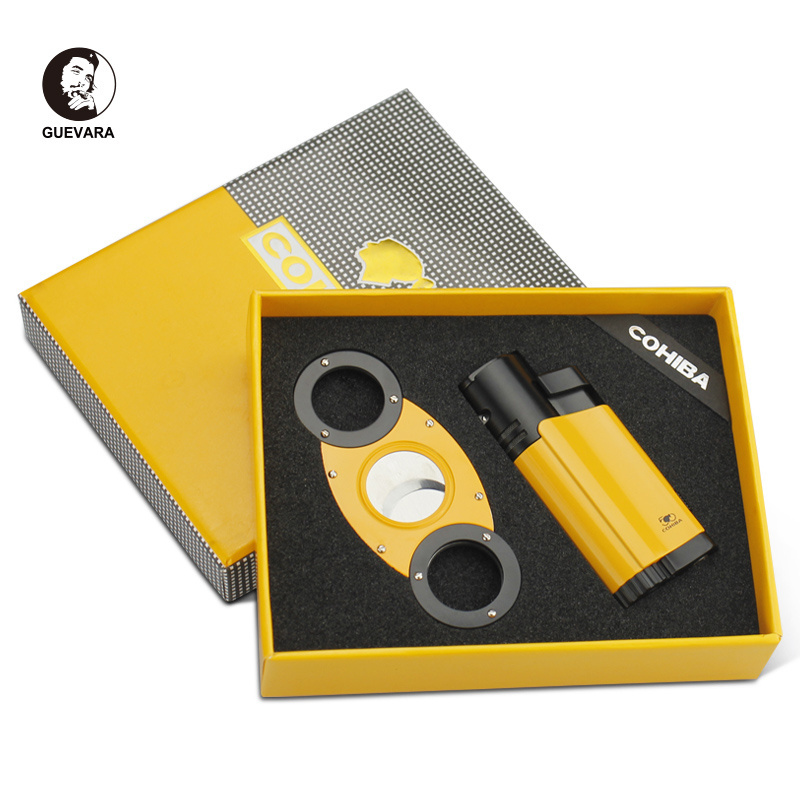 Luxury Custom Logo Lighter Cutter 2 pieces set Cigar Accessories Cigar Gift Set