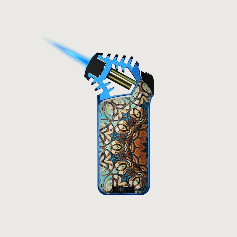 20 pcs Custom Logo Unibody Refillable Adjustable Flame Cigar Accessories Luxury Gas Cigar Butane Jet Torch Lighter