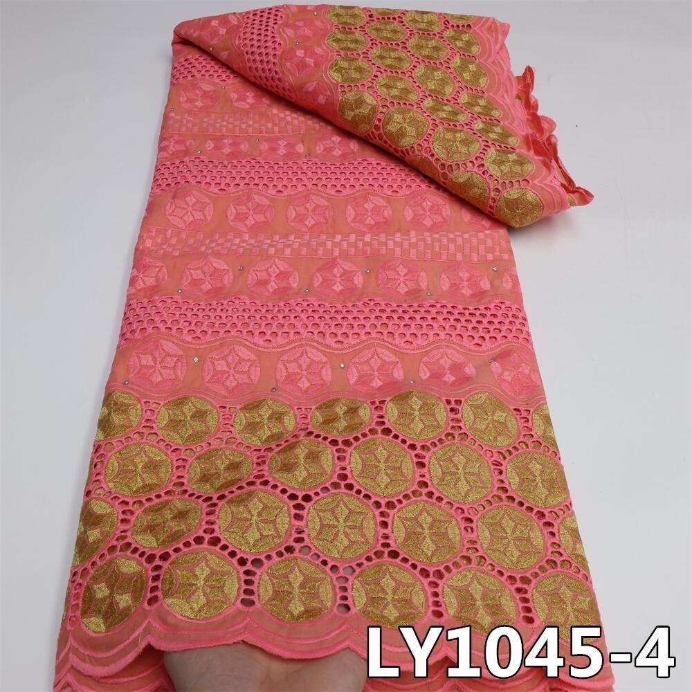 NI.AI African Dry Lace Stones Multi-color Cotton Lace Fabrics Nigerian Lace Materials for Garment LY1045