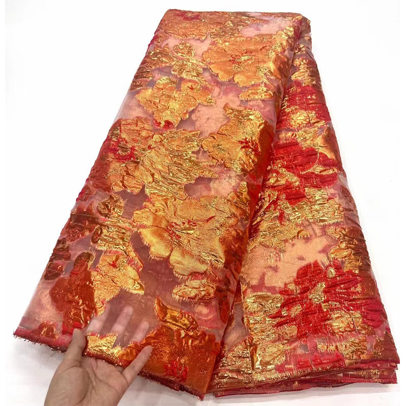 NI.AI Hot Sale Organza Damask Fabrics Factory Price Nigerian Brocade Lace Fabrics For Sexy Dress