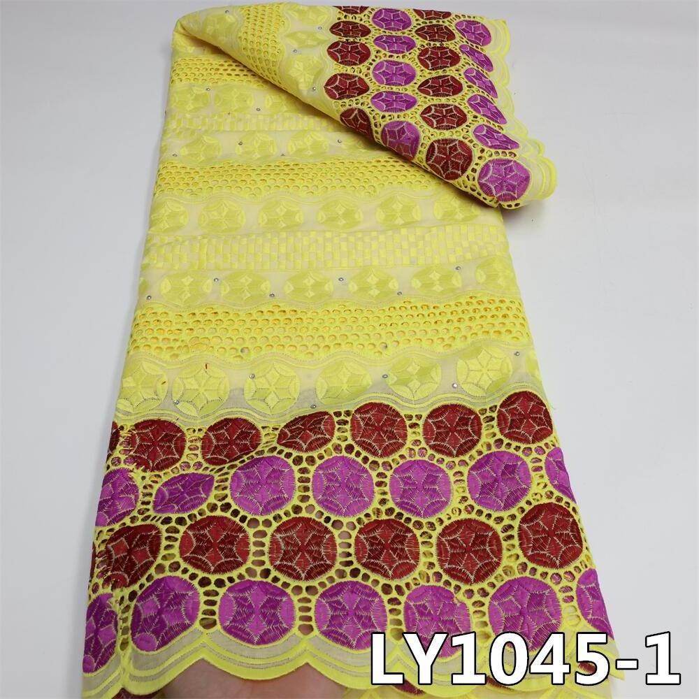 NI.AI African Dry Lace Stones Multi-color Cotton Lace Fabrics Nigerian Lace Materials for Garment LY1045