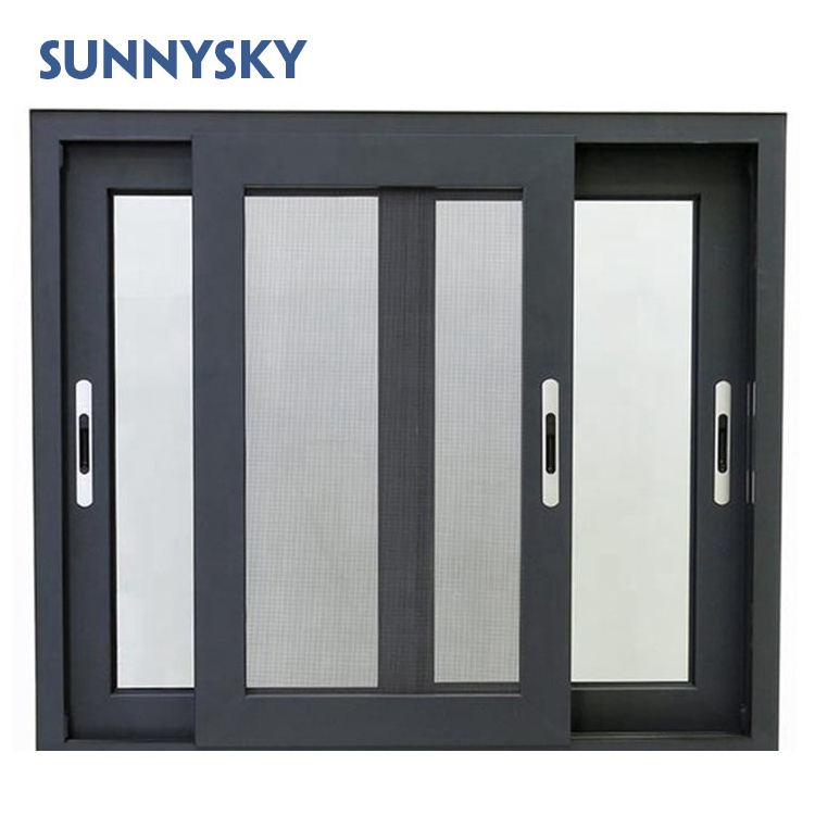 AS2047 NFRC Hurricane Impact Aluminum Energy Efficient Sliding Windows Double Glass Aluminum Sliding Window