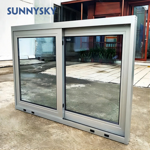 AS2047 NFRC Hurricane Impact Aluminum Energy Efficient Sliding Windows Double Glass Aluminum Sliding Window