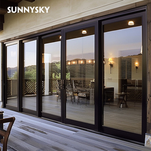 Sunnysky design luxury patio door modern design windproof exterior soundproof aluminium sliding glass door