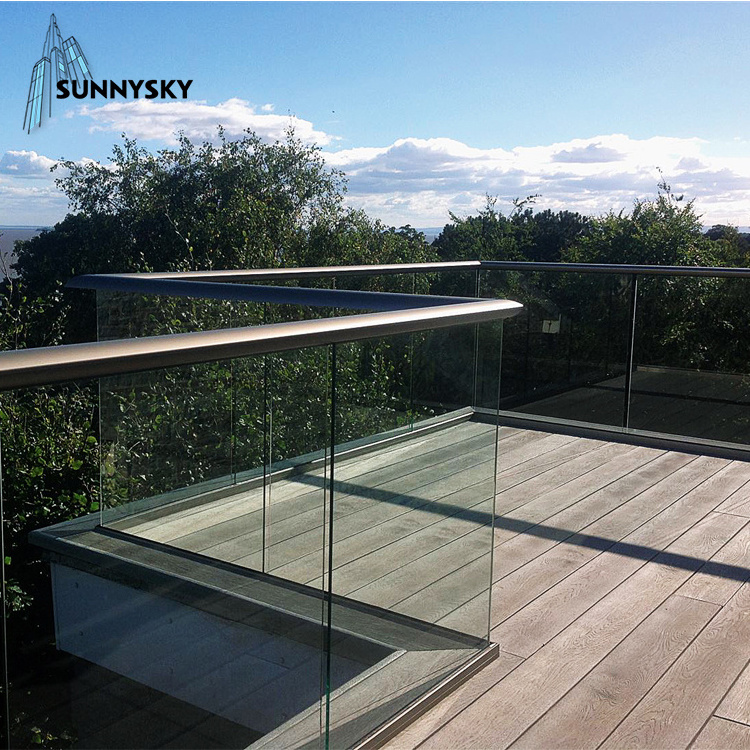 Tempered Glass Cheap Deck Railings/Stainless Steel Deck Railing Post/Ss Glass Balustrade Handrail